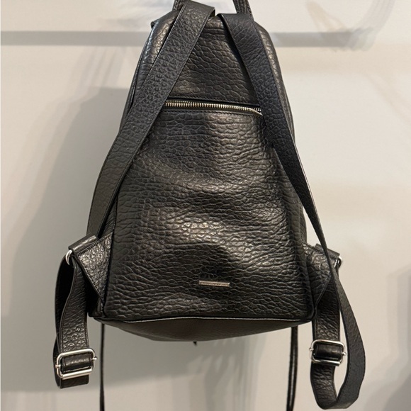 Rebecca Minkoff Julian Black pebbled Leather Backpack with Silver Accents - Picture 11 of 12